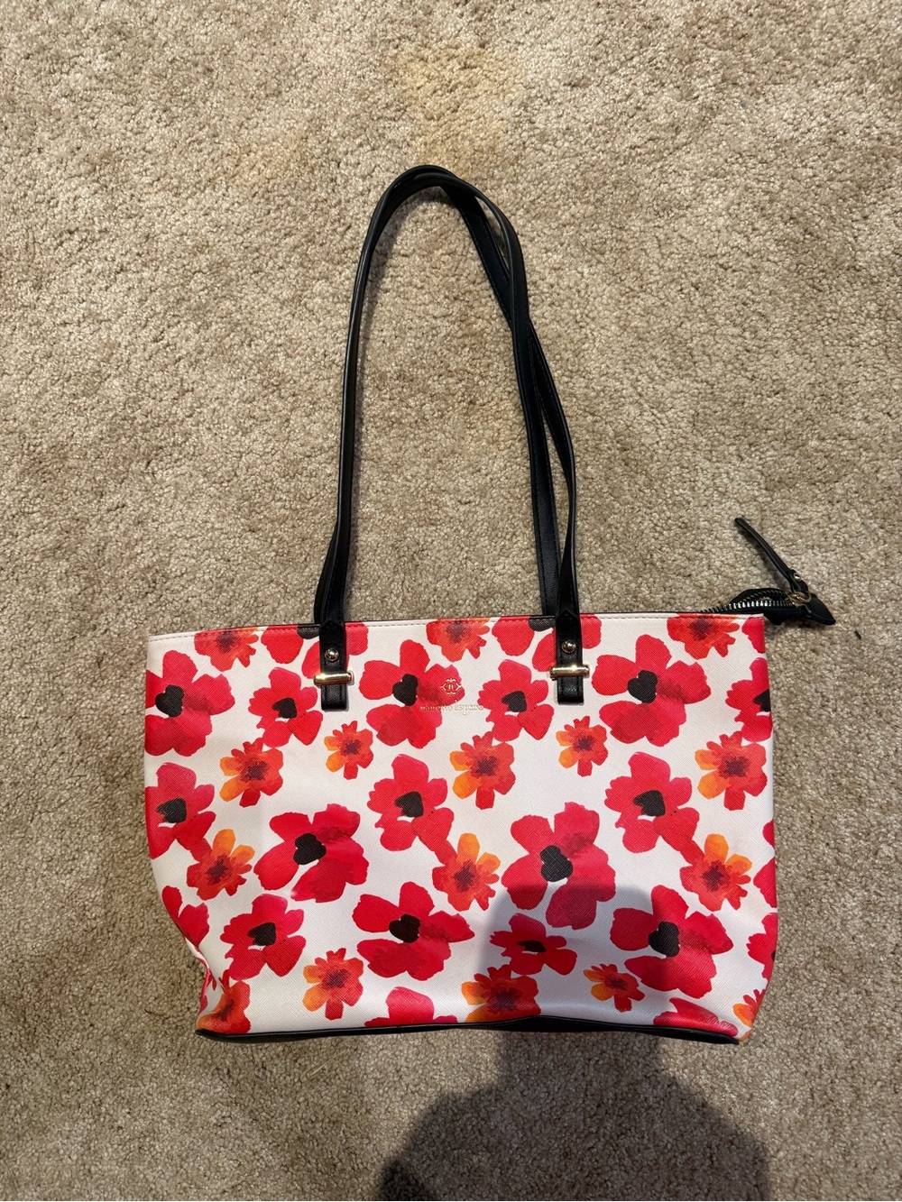 Nanette Lepore Red, Orange & Black Floral Tote